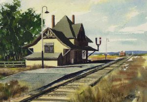 Arthur Evoy: C.N.R. STATION, VANSCOY, SASK.