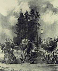 Charles William Jefferys: DEPARTURE OF THE SIBERIAN BATTERY FROM PETAWAWA CAMP