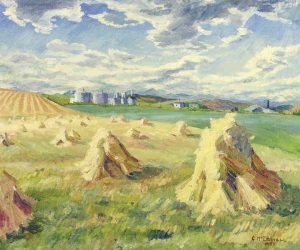 Catherine M. McDowall: UNTITLED (STOOKS IN A FOOTHILLS LANDSCAPE)