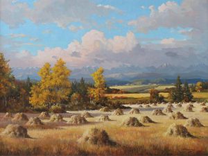 Duncan Mackinnon Crockford: GRAIN STOOKS, DEWINTON VALLEY, ALBERTA