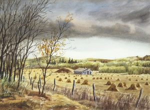 Don Frache: FARMYARD WITH STOOKS