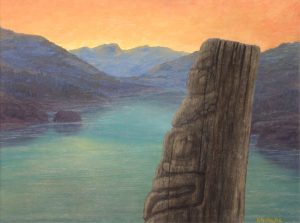 Ken Gillespie: PAINTING #3, BASED ON EARL’S PICTURES OF QUEEN CHARLOTTE TOTEMS AND SKEENA RIVER