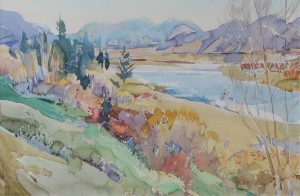 Brent R. Laycock: RIVER VALLEY WITH DISTANT MOUNTAINS