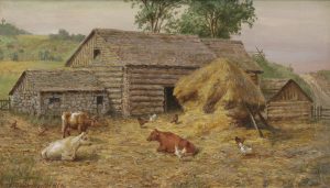 Thomas Mower Martin: ONTARIO FARMSTEAD WITH COWS AND CHICKENS