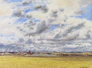 James Stanford (Stan) Perrott: SOUTHERN ALBERTA TOWN, LOOKING WEST TOWARD THE MOUNTAINS