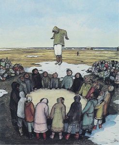 William Kurelek: SKY TOSSING AT ALASKA WHALING CELEBRATIONS