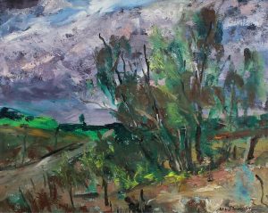 William Lewy Leroy Stevenson: LANDSCAPE WITH TREES AND STORMY SKY