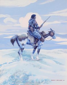 Gerald T. Tailfeathers: MOUNTED INDIAN WITH RIFLE