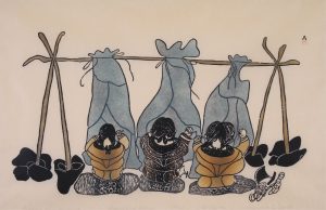 Mayureak Ashoona: PREPARING SKINS FOR KAYAK