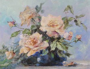 Augustus Frederick Lafosse (Gus) Kenderdine: STILL LIFE, ROSES IN A BLUE VASE