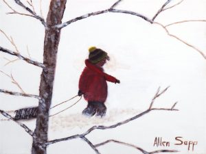 Allen Sapp: LITTLE FELLOW GOING SLEDDING