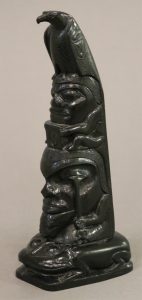 Arthur Moody: TOTEM  WITH EAGLE, HUMAN, SHAMAN, OTTER AND FROG BASE