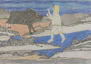 Simon Tookoome: INUK AND MUSKOX CONFRONTATION