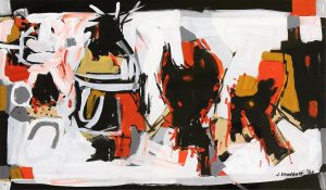 Jack Leonard Shadbolt: WINTER PODS IN RED, BLACK & WHITE
