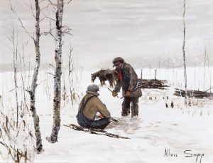 Allen Sapp: COOKING RABBIT IN THE FIRE