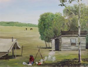 Allen Sapp: NOKUM MAKING BANNOK ON A SUMMER DAY