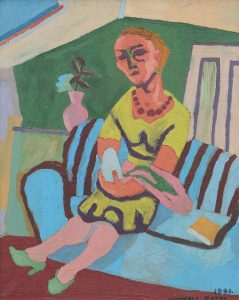 Maxwell Bennett Bates: WOMAN ON BLUE SOFA