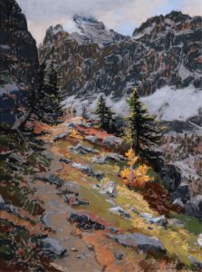 Horace Champagne: MORNING HIKERS ON YUKNESS LEDGE TRAIL (LAKE O’HARA, YOHO NAT. PK, BRITISH COLUMBIA)