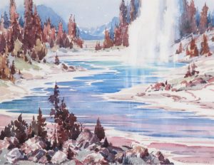 Alfred Crocker Leighton: GEISER, FIREHOLE RIVER, YELLOWSTONE NAT. PARK