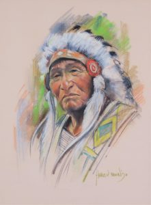 Harley Brown: PORTRAIT OF A CHIEF IN HEADDRESS