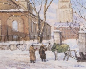 Betty Baldwin: OLD QUEBEC SCENE WITH HORSE AND SLEIGH