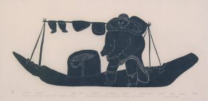Juanisialuk Irqumia: WOMAN CARRYING WATER IN A SEALSKIN BAG