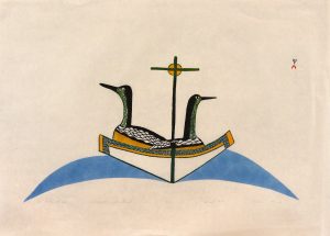 Pudlo Pudlat: TWO LOONS AT SEA
