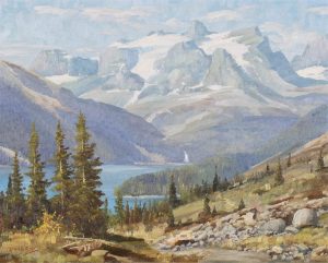 Duncan Mackinnon Crockford: TRAIL OVERLOOKING GLACIER-CAPPED PEAKS
