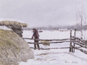 Allen Sapp: ALEX NICOTINE PUTTING HAY IN THE BARN