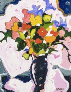 Claude A. Simard: FLOWERS IN A BLACK VASE