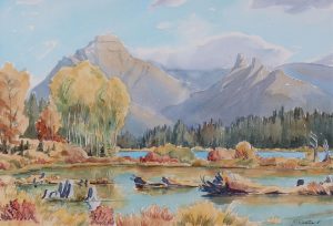 Margaret Dorothy Shelton: MOUNTAIN LAKE WITH AUTUMN COLOURS