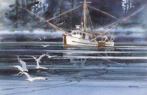 Harry Heine: GULLS FEEDING, DIANNA ISL., B.C.