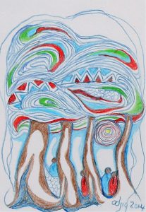 Daphne Odjig: THEY HIDE IN BRANCHES