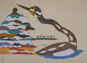 Pudlo Pudlat: LARGE LOON AND LANDSCAPE