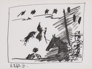 Pablo Picasso: JEU DE LA CAPE (III), from A LOS TOROS AVEC PICASSO