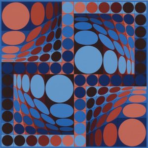 Victor Vasarely: UNTITLED, BLUE AND RED