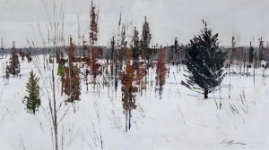 Lorne Holland Bouchard: NEAR HUNTINGTON, QUEBEC (verso STILL LIFE WITH BOTTLES, GLASSES AND AN ICE BUCKET)