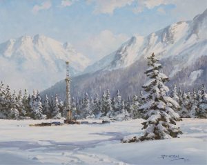 Duncan Mackinnon Crockford: DRILLING IN THE CLEARWATER COUNTRY (WINTER), ALBERTA