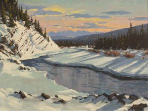Mannie Gonsalves: WINTER CREEK WITH DISTANT MOUNTAINS