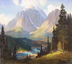 Roland Gissing: ROCKY MOUNTAIN AND BOW RIVER SCENE