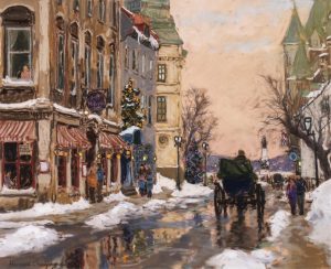 Horace Champagne: WINTER REFLECTIONS (RUE ST-LOUIS, OLD QUEBEC CITY)