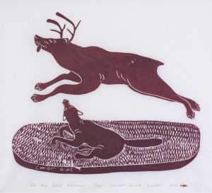 Daniel Inukpuk: CARIBOU TRYING TO OUTRUN THE WOLF