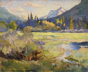 Orestes Nicholas (Rick) Grandmaison: MOUNTAIN SUNSET (ON THE ROAD FROM LAKE LOUISE TO BANFF)