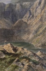 Marmaduke Matthews: FIGURE OVERLOOKING A MOUNTAIN LAKE