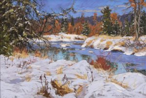 Horace Champagne: EARLY SNOW IN PARC DES LAURENTIDES (THE MONTMORENCY RIVER IN OCTOBER, QUEBEC)