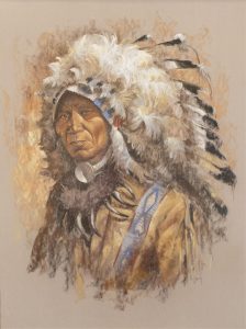 Vilem Zach: PORTRAIT WITH HEADDRESS AND BEAR CLAW NECKLACE