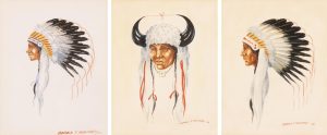 Gerald Tailfeathers (3): PORTRAIT WITH HEADDRESS; 1959 / PORTRAIT WITH BUFFALO HORN BONNET; 1959 / PORTRAIT WITH HEADDRESS