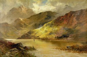 Unidentified Scottish Artist: UNTITLED (SCOTTISH HIGHLAND LOCH AND MOUNTAIN LANDSCAPE)