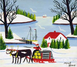 Maud Lewis: UNTITLED (OXEN AND LOGGING SLEIGH)