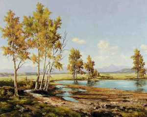 Duncan Mackinnon Crockford: AUTUMN POND IN THE FOOTHILLS